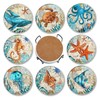 Coasters for Drinks, Round Absorbent Ceramic Stone Coasters with Cork