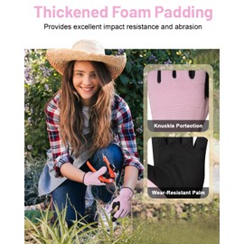 Lightweight Gardening Gloves for Women, Tear-Resistant Breathable Work Gloves with Thickened Padding for Protection on Palm & Knuckle, Touchscreen-Friendly Safety Working Gloves for Light Duty Work
