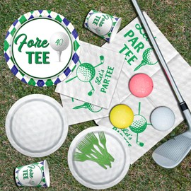 Golf 40th Birthday Party Decorations, 100Pcs Let's Par-Tee Disposable Golf Plates and Napkins Tableware Kit for Sports Theme 40th Birthday Party Favors, Golf Party Supplies