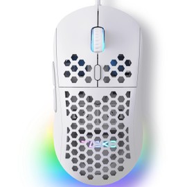 Dierya ×TMKB M1SE Gaming Mouse with 12800 DPI Optical Sensor, Gaming Mouse 6 Programmable Buttons, Adjustable RGB, Ergonomic PC Mouse, White