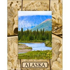 Saddle Mountain Souvenir Alaska Laser Engraved Wood Picture Frame Portrait (4 x 6)