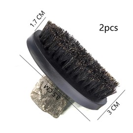 2 Pcs Hair Brush Men, Mens Hair Brush, Beard Brush For Men, Beard Brush, Handle Made In Solid Wood With Firm Bristles To Tame And Soften Your Beard Hair For Healthier And Softer Beard (Black)