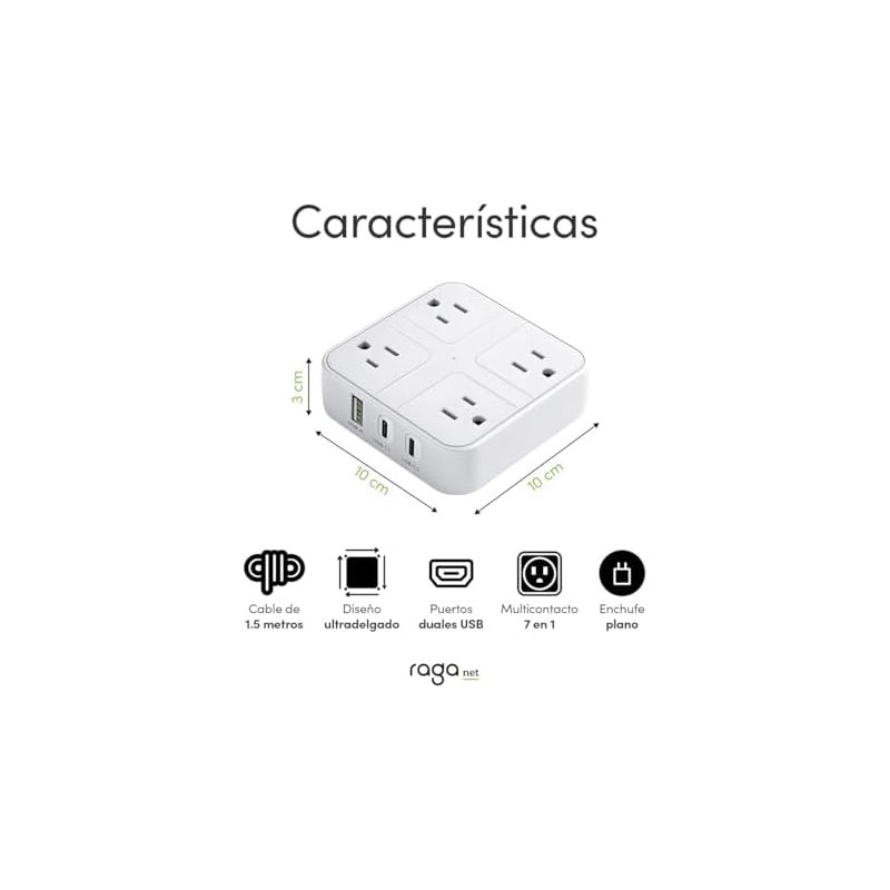 Regleta 7 en 1 con USB-C y USB-A – 4