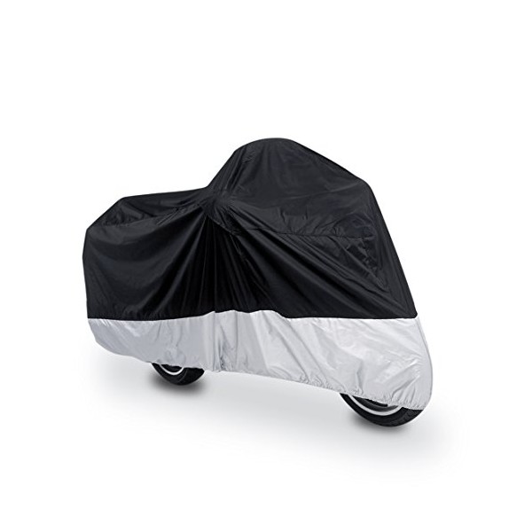 uxcell L 190T Rain Dust Protector Scooter Black+Silver Motorcycle Cover