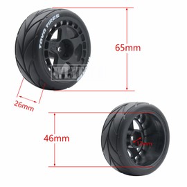 WLYEJEA 4PCS 65mm RC Rubber Tire 12mm Hex Plastic Wheel Rim On-Road Tires Set Fit for 1/10 RC Rally Car HPI Tamiya Kyosho WRC Claw 43 Ken Block Fiesta XV01 TT02