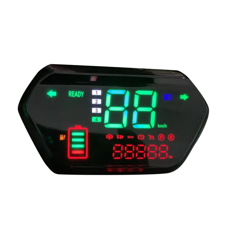 Keenso Tablero Digital para Moto, 48V/60V Odómetro para Motocicleta, Tacómetro,