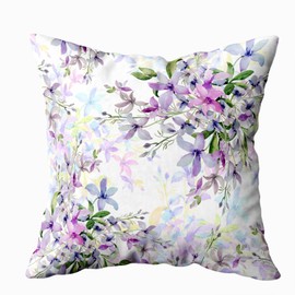 Wild Flowers Throw Pillow Cover 18X18 Inch Pillowcases Watercolor Pillow Cases Cushion Cover for Home Sofa Bedding Bed Car Seat