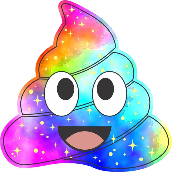 StickerTalk Rainbow Smiling Poop Emoji Vinyl Sticker, 4 inches by