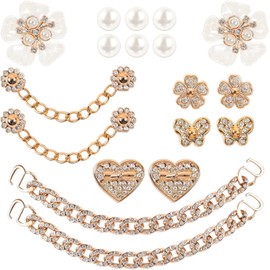 WAQYGZO - Encantos de zapatos brillantes con cadena, accesorios para mujeres, decoración de zapatos de flores de perla, decoración de zapatos de diamantes de imitación, bonita decoración para fiestas