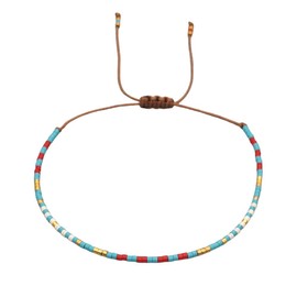 shoulian Miyuki Glücks Armband Handgefertigt Kettenarmband für Damen Mädchen Böhmische Strang Reisperlen auf Schnur Verstellbare, Gute Reise Talisman Wunsch Sicherheit Wohlstand Geschenk Freundschaft