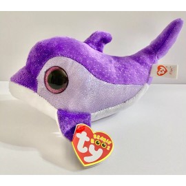 TY FLIPS PURPLE DOLPHIN 6” LONG BEANIE BOOS, NEW W/RED TAG,RETIRED,HA