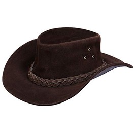 Australian Unisex Brown Western Style Cowboy Outback Real Suede Leather Aussie Bush Hat 2XL