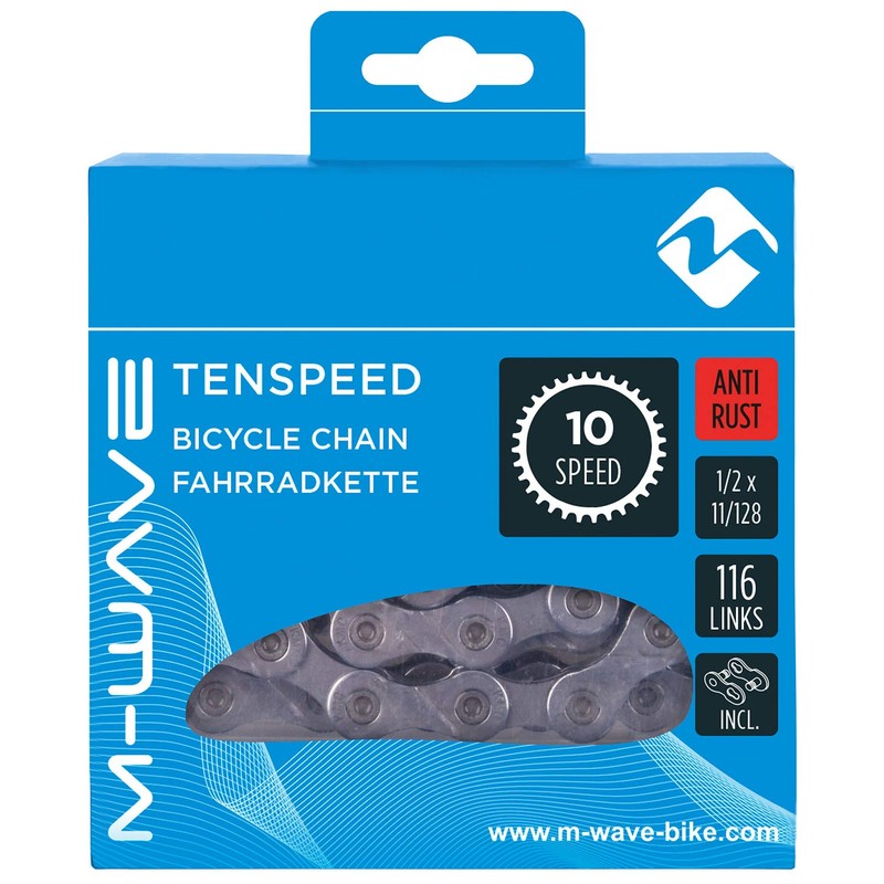 M-Wave Bicycle Chain for 10-Speed Gears Compatible with Shimano/Sram/Campagnolo 116