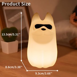 Cute Dog Night Light,5 White Noise Sound for Sleeping with Timer Night Light,USB Rechargeable Silicone Lamps with Touch Sensor,Portable 7 Color Changing Glow Soft Christmas Gift for Kids/Adults