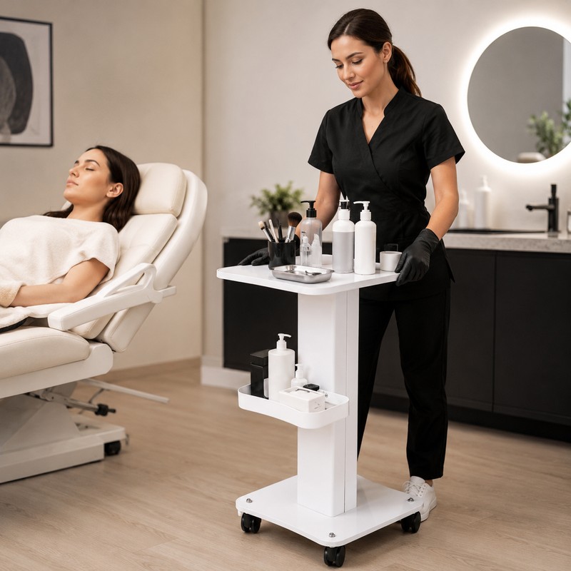 3-Tier Salon Rolling Cart for Tool Storage – Aluminum Beauty