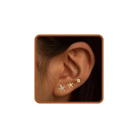 Starfish Earrings For Women, Gold Small Starfish Stud Summer Dainty Earring Lightweight Minimalist Simple Hypoallergenic Studs Set Jewelry Gifts (set2)