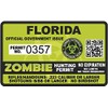 Florida FL Zombie Hunting Permit - Hunter Response Team Unit 4" Outbreak Sticker