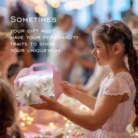 sohomeg Butterfly Gift Boxes with DIY Cards, 12 Pack - 6x3.5x3.5 Inch Pink Party Favor Boxes with Handles, Heart-Shaped Butterfly Cards for Wedding, Baby Shower, Birthday Gift Wrapping