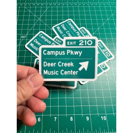 Heartland Sticker Co Deer Creek Music Center Road Sign - Laminated Vinyl Sticker - 2.5"x3"