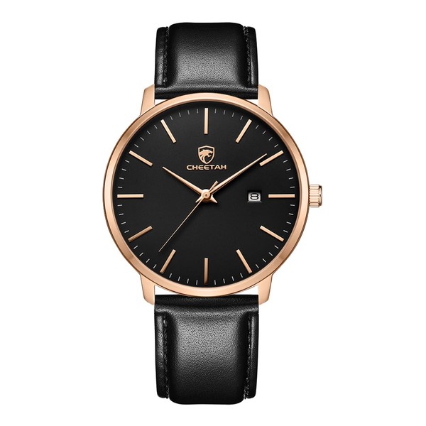 CHEETAH Minimalist Waterproof Quartz Watches for Men Rose Gold Case