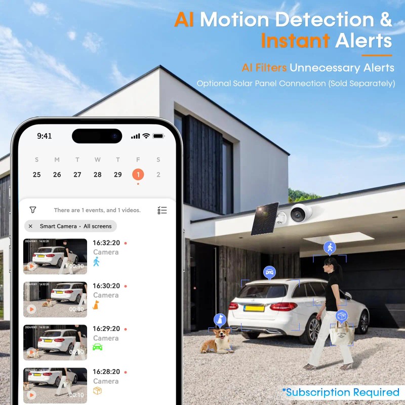 2-Pack Wireless Magnetic Security Cameras 2K WiFi with AI Motion