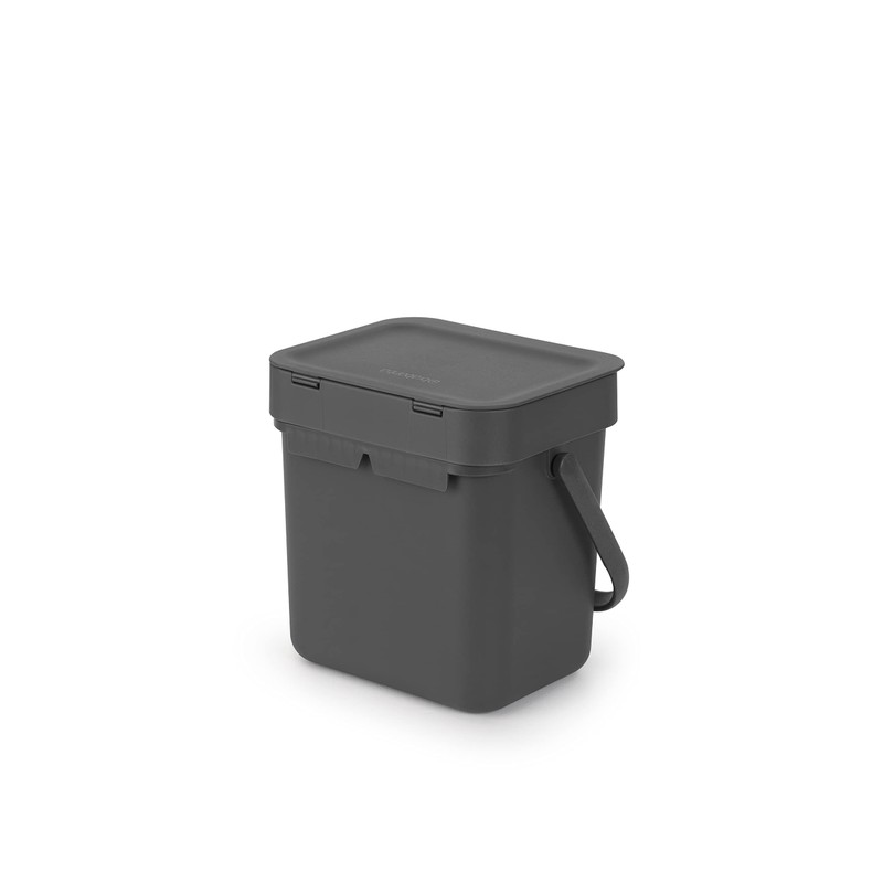 Brabantia Sort & Go Food Waste Bin (3L/Grey), Small Countertop