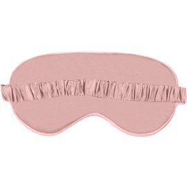 Nap Sleep Mask - Super Soft Satin White with Blush Piping Sleep Mask with Adjustable Strap - Sleep Mask Gift
