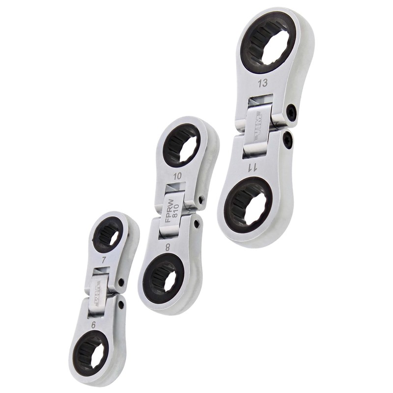 VIM Tools Nano Flex Ratcheting Wrench Set - 3pc Double-Sided