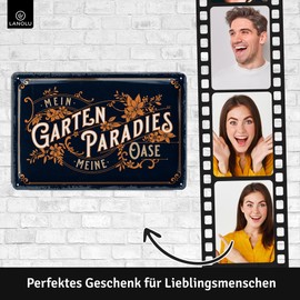 LANOLU Retro Tin Signs Garden Sign with Saying Nostalgic Decoration as Gardener Gifts or for Mum for Mother's Day – Retro Decorative Vintage Metal Sign Garden 20 x 30 cm