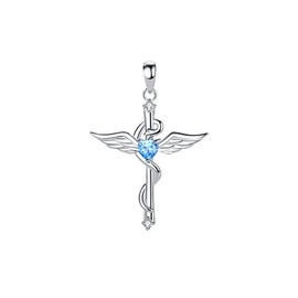 Agriajun Simple Silver Cross Pendant for Women - with Angle Wing and Snake - Catholic Christian Daily Essential s925 Pure Sterling Silver - Fancy Fairy Pretty CZ Cubic Zirconia Rhinestone Faux Diamond Valentines Gift