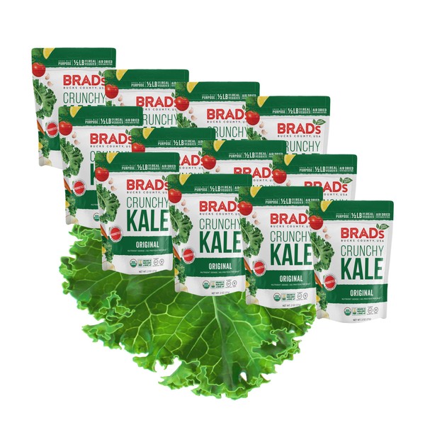Brad's Plant Based Organic Crunchy Kale, Original Pro, 12Bags, 24 Servings Total