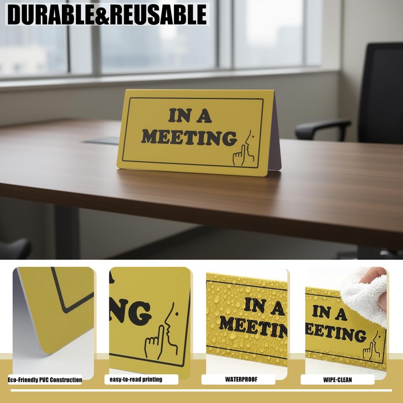 In a Meeting Triangular Table Tent Sign - High Visibility
