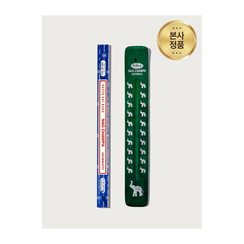 Nag Champa Incense Stick 10g + Mango Wood Holder Green