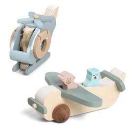 Wooden Airplane Toys Set for Toddlers, Air Transport Vehicles Play Set Baby Push Car Toys for Babies Montessori Toy for Baby Gift