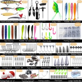 Portable 3-Layer Fishing Tackle Box,included 450 Pcs Accessories Kit