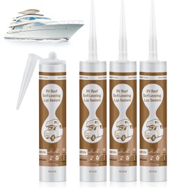 Marine Adhesive Fast Cure (White), Self-Leveling Marine Adhesive Sealant, Flexible Joint Sealant for Boats, Hulls, Decks and RVs (10.1 oz,4 Pack)