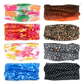 8Pcs Multifunctional Headwear Outdoor Scarf, Seamless Headwear Face Coverings, Neckwear Summer, Unisex UV Resistance Thin Tube Scarf Face Mask For Outdoor Sun Protection and Cycling