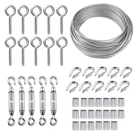 M5 Turnbuckle Rope Wire Tensioner Kit,100ft 1/16