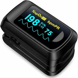 Oxímetro de pulso para la yema del dedo Monitor de saturación de oxígeno en sangre con Bluetooth y monitor de frecuencia de pulso para Apple y...     