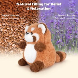 SuzziPals Heatable & Coolable Red Panda Stuffed Animal, Heating Pad Microwavable for Soothing & Relaxation, Lavender Scented Lesser Panda Plush Toy for Stress Relief, Red Gifts for Kids & Adults