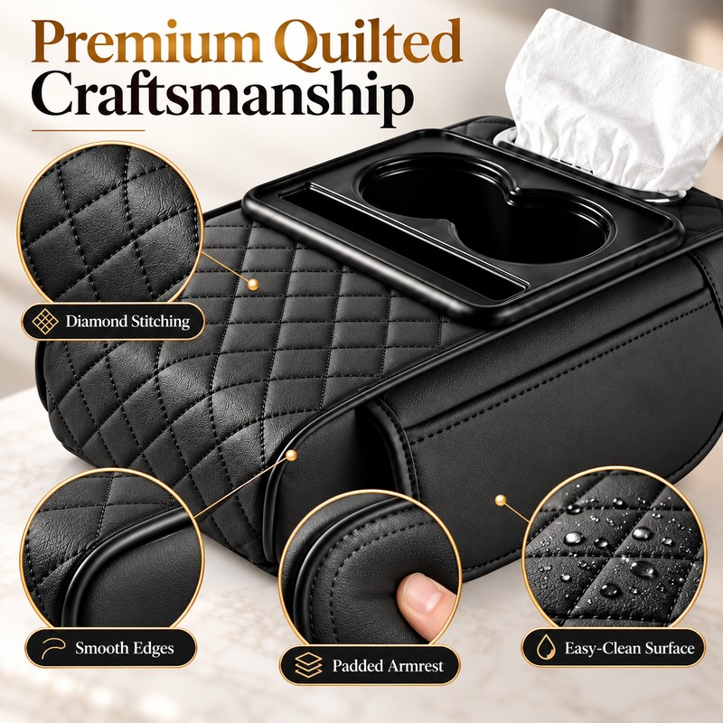 Car Center Console Armrest Cushion for Driving Comfort – Dual
