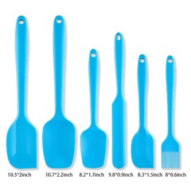 Set of 6 silicone spatulas, food-grade, heat-resistant rubber spatulas with seamless one-piece design and stainless steel core, nonstick kitchen utensils for cooking, baking, and mixing. (blue)