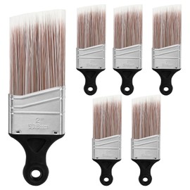 Wesquer 6-Pack Short Handle Angle Paint Brushes for Precision Trim & Cut-in Painting on Window & Door Frames, Stair Rails, Baseboards, Shutters, Cabinetry & Small Furniture