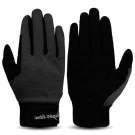 AXKAL Horse Riding Gloves Women Professional Equestrian Horseback Value Pair, Ladies Riding Gloves Mittens Breathable Stretchable for Youth Girls Outdoor Sport (Kids-Black, L)
