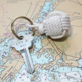 Mystic Knotwork: White Nautical Monkey Fist Key Chain