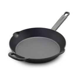 GreenPan x Bobby Flay 10” Cast Iron Pre-Seasoned Skillet with Helper Handle, Professional Grade Heavy Duty, Induction, Pour Spouts, Versatile Stovetop, Oven, BBQ Grill Fire, Indoor/Outdoor Use, Black