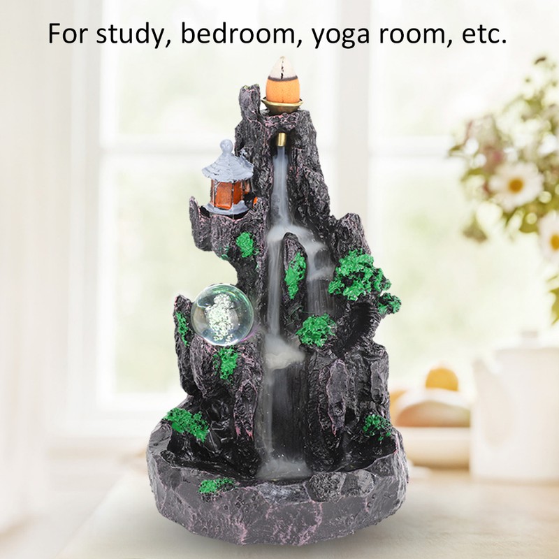 Unique Mountain Water Backflow Incense Burner Holder Home Resin Ornament