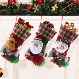 XIMEY Christmas Stocking Pack of 3 (M: Red)