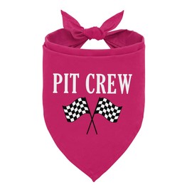 Pit Crew Dog Bandana, Deep Pink Pet Dog Triangle Scarf, Checkered Flags Race Car Flag Dog Bandana, Funny Cute Dog Bandana, Gift for Dog Lover, Dog Bandana for Small Medium Large Dogs (D63)