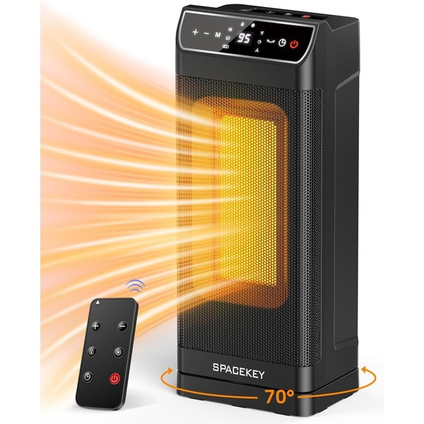 1500W Electric Oscillation Ceramic Space Heater w/Thermostat Remote 1-12H Timer